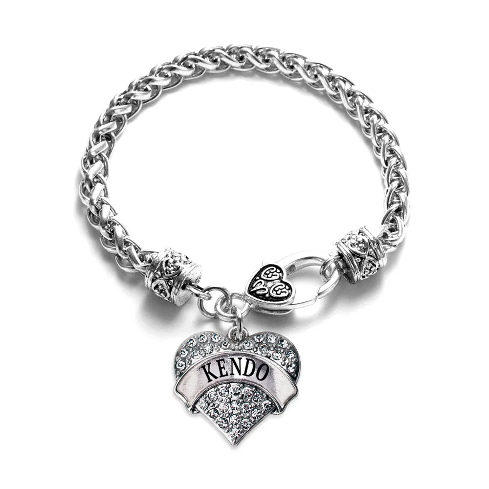 Silver Kendo Pave Heart Charm Braided Bracelet