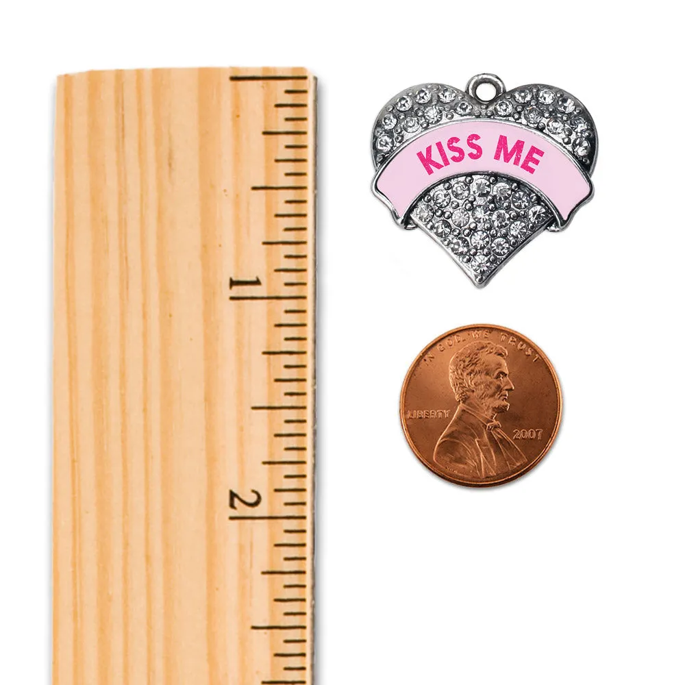 Silver Kiss Me Pink Candy Pave Heart Charm Toggle Bracelet
