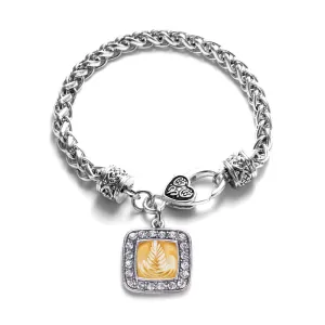 Silver Latte Square Charm Braided Bracelet