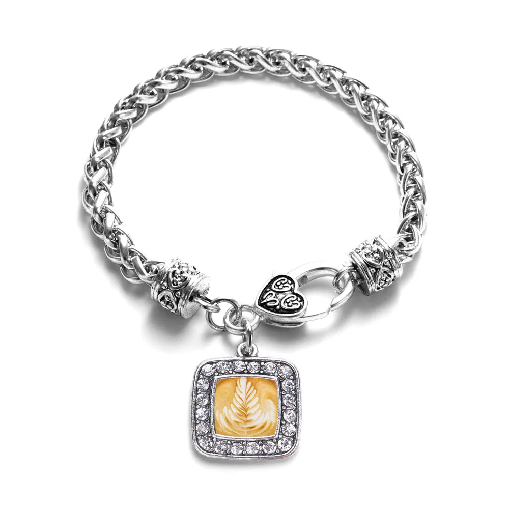 Silver Latte Square Charm Braided Bracelet