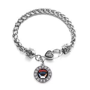 Silver Letter Carrier Circle Charm Braided Bracelet