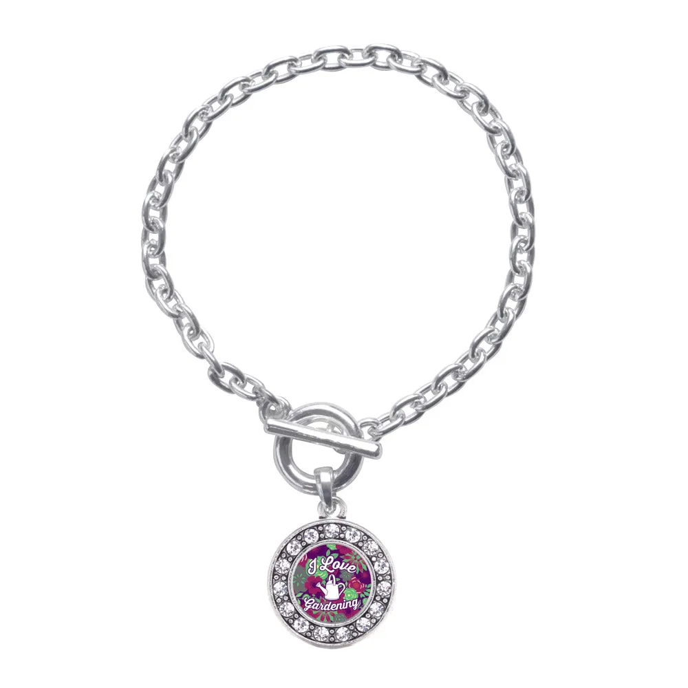 Silver Love To Garden Circle Charm Toggle Bracelet