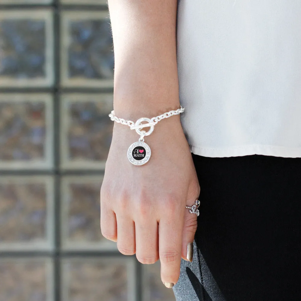 Silver Math Nerd Circle Charm Toggle Bracelet