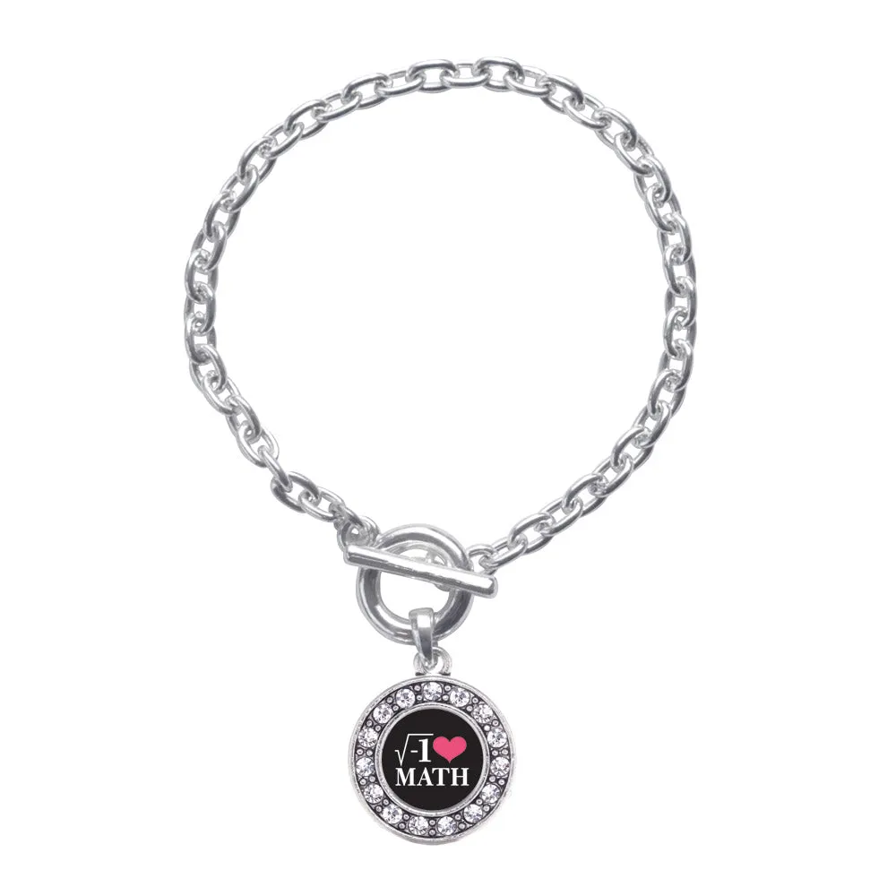 Silver Math Nerd Circle Charm Toggle Bracelet