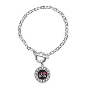 Silver Math Nerd Circle Charm Toggle Bracelet
