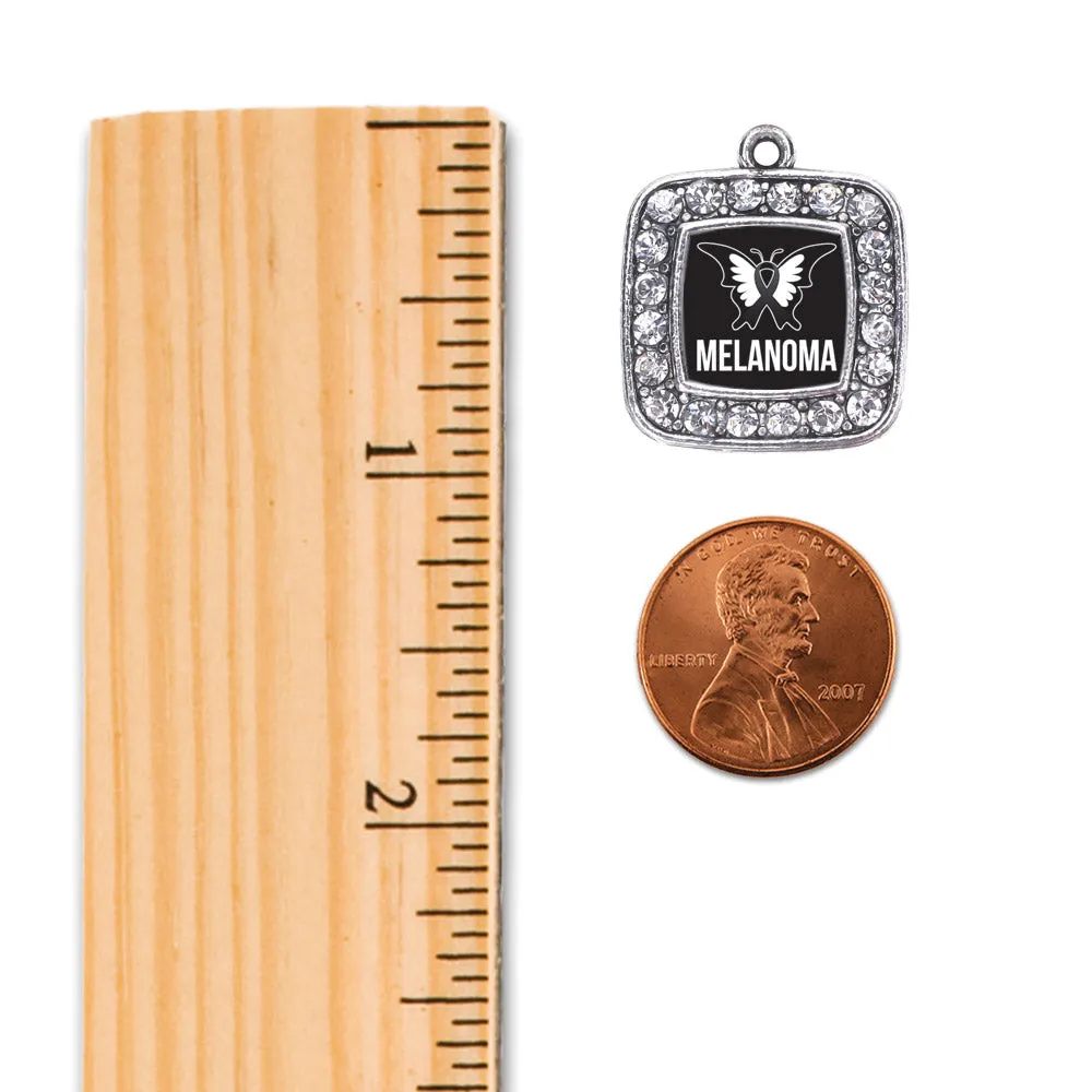 Silver Melanoma Square Charm Toggle Bracelet