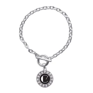 Silver My Vintage Initials - Letter C Circle Charm Toggle Bracelet