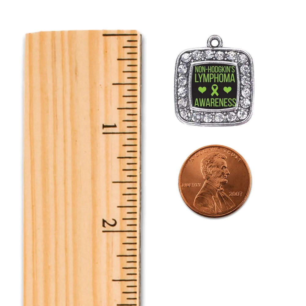 Silver Non Hodgkins Lymphoma Support Square Charm Toggle Bracelet