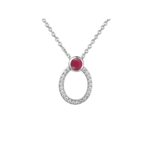 Silver Oval Ruby Necklace