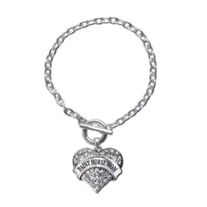 Silver Paint Horse Mom Pave Heart Charm Toggle Bracelet