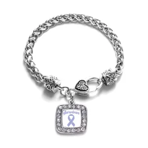 Silver Periwinkle Ribbon Survivor Square Charm Braided Bracelet