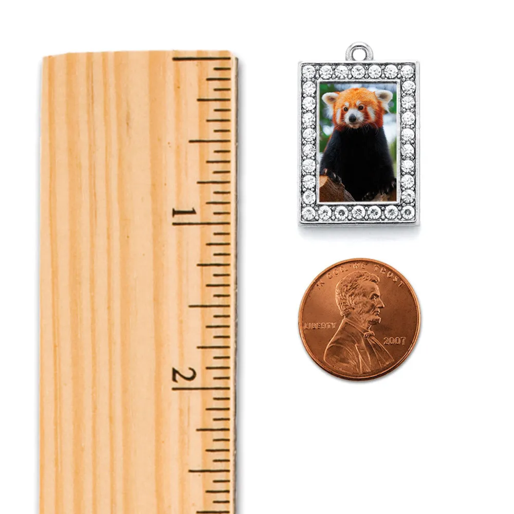 Silver Red Panda Rectangle Charm Toggle Bracelet