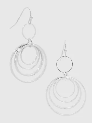 Silver Round Interlocking Drop Earrings