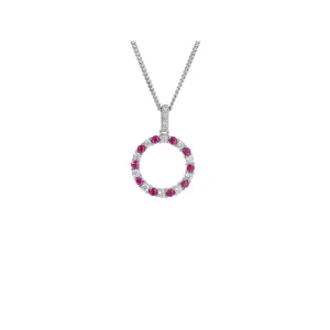 Silver Round Sparkling Ruby Necklace