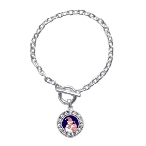 Silver Snowman Circle Charm Toggle Bracelet