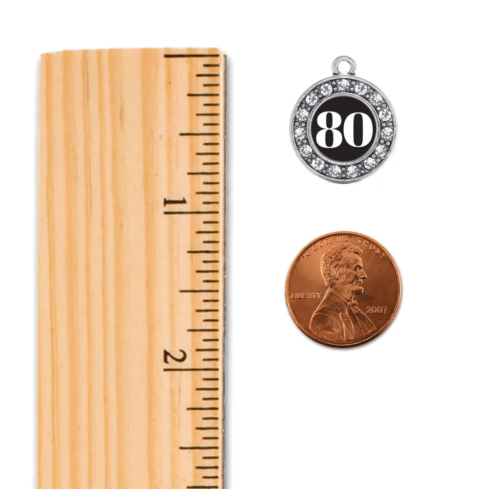 Silver Softball - Sports Number 80 Circle Charm Toggle Bracelet