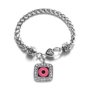 Silver Sprinkled Donut Square Charm Braided Bracelet
