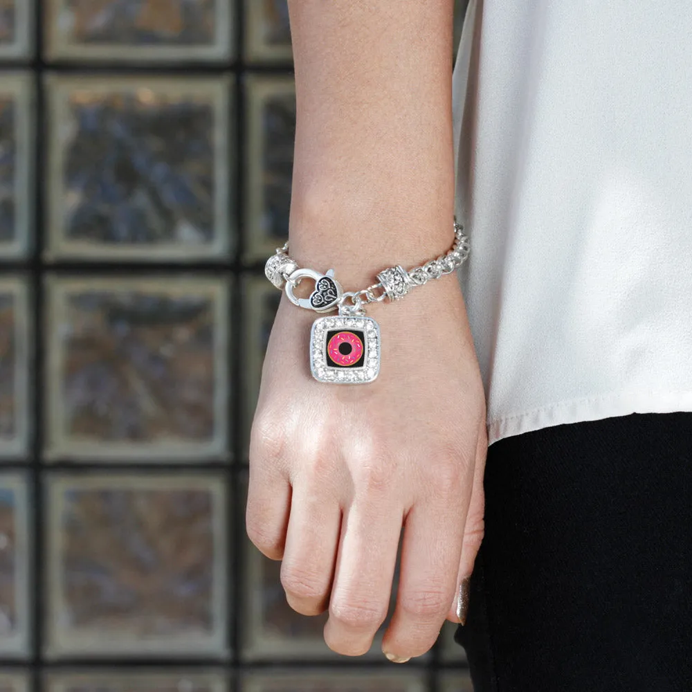 Silver Sprinkled Donut Square Charm Braided Bracelet