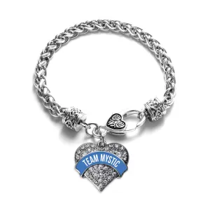 Silver Team Mystic Pave Heart Charm Braided Bracelet