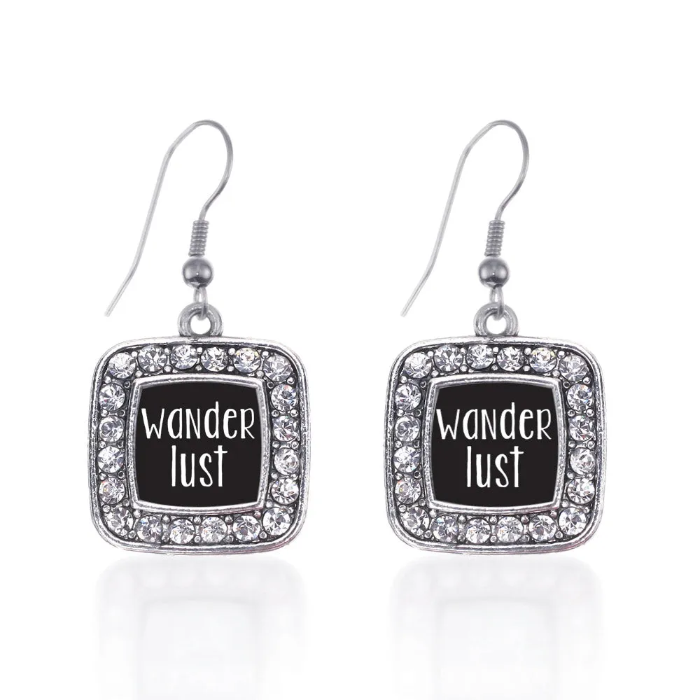 Silver Wanderlust Classic Square Charm Dangle Earrings