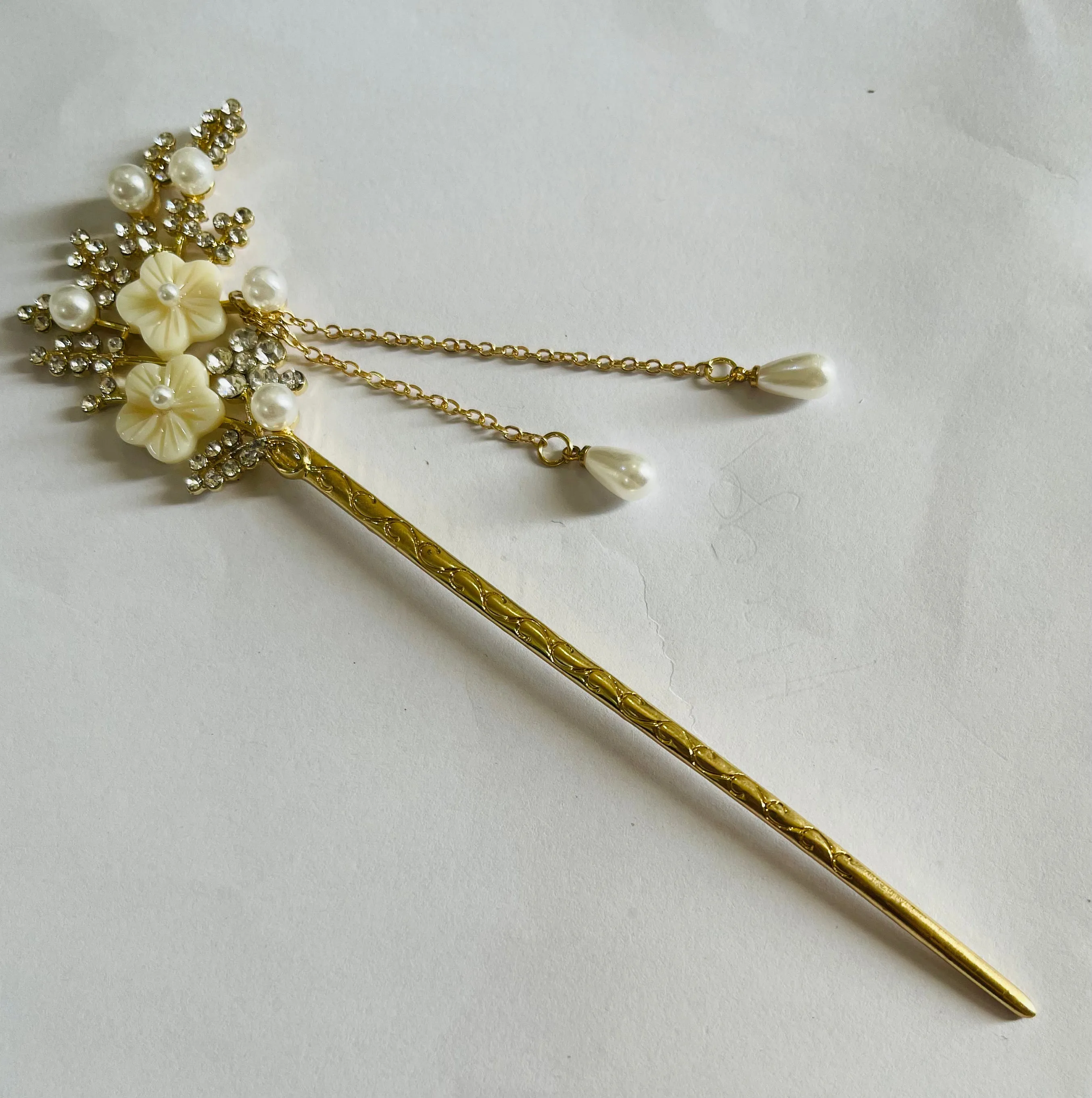 Simple flower hairpin female Gufeng Hairpin niche disc hair stick hairpin senior sense hair fork Hanfu accessories