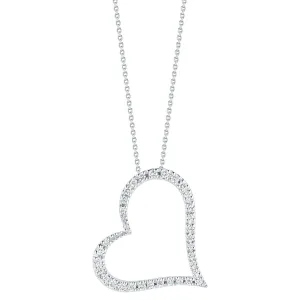 Slanted Heart Pendant with Diamonds