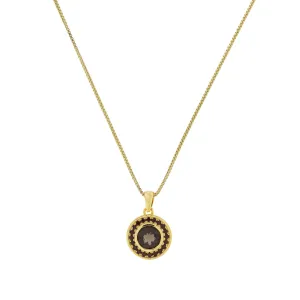 Smoky Quartz & Garnet Pendant in Yellow Gold Vermeil