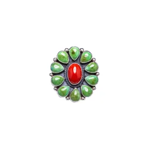 Sonoran Gold Turquoise & Coral Ring | F. Viylie
