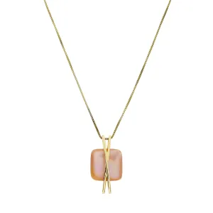 Square Pink Mother of Pearl Crossover Pendant