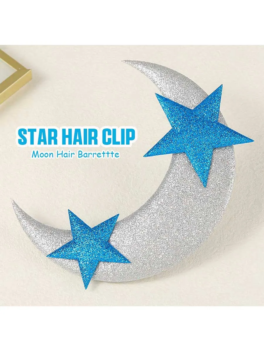 Star Hair Clip Sparkly Sliver Moon Hair Barrette Party Wedding Hair Accessories