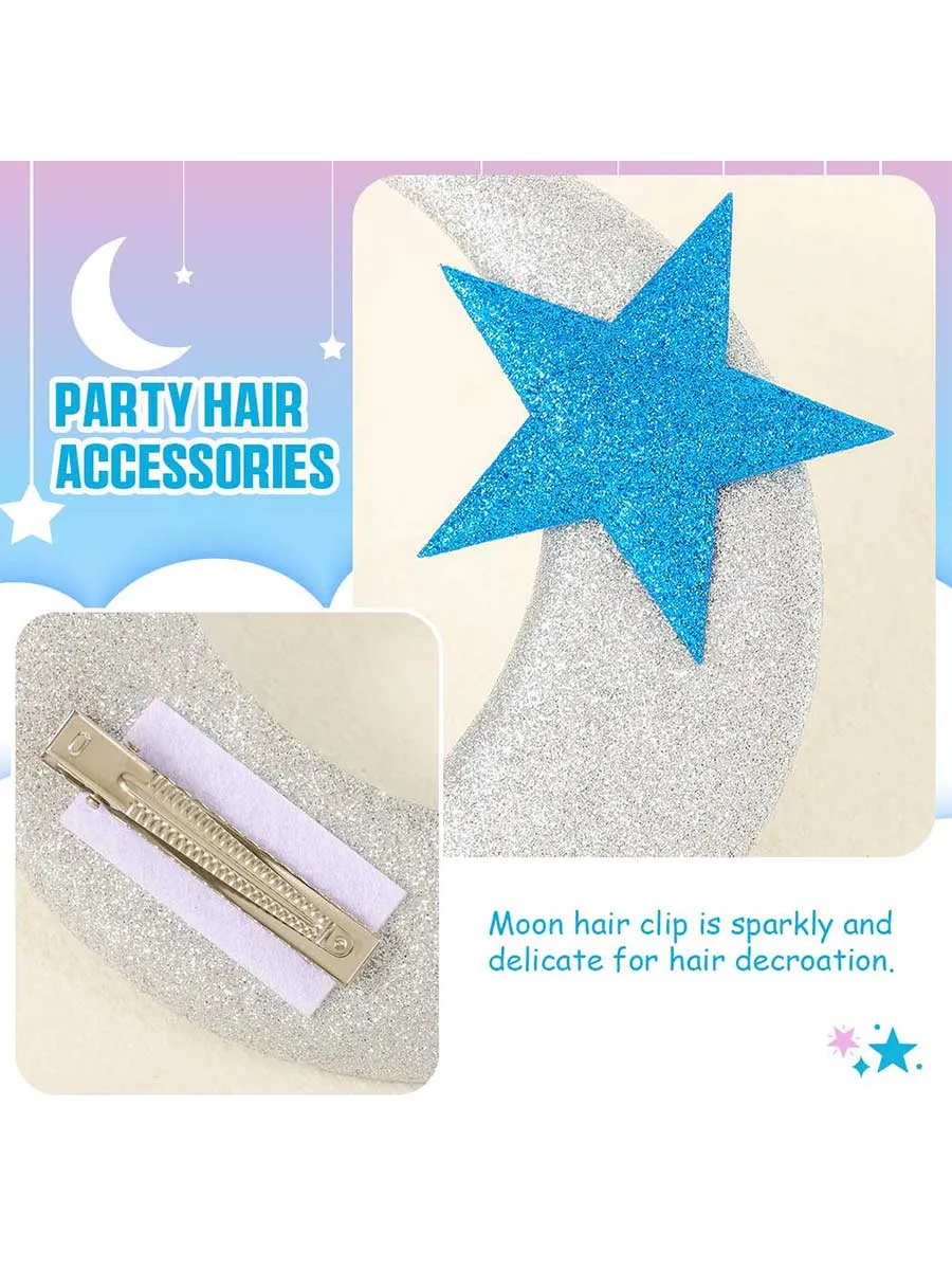 Star Hair Clip Sparkly Sliver Moon Hair Barrette Party Wedding Hair Accessories