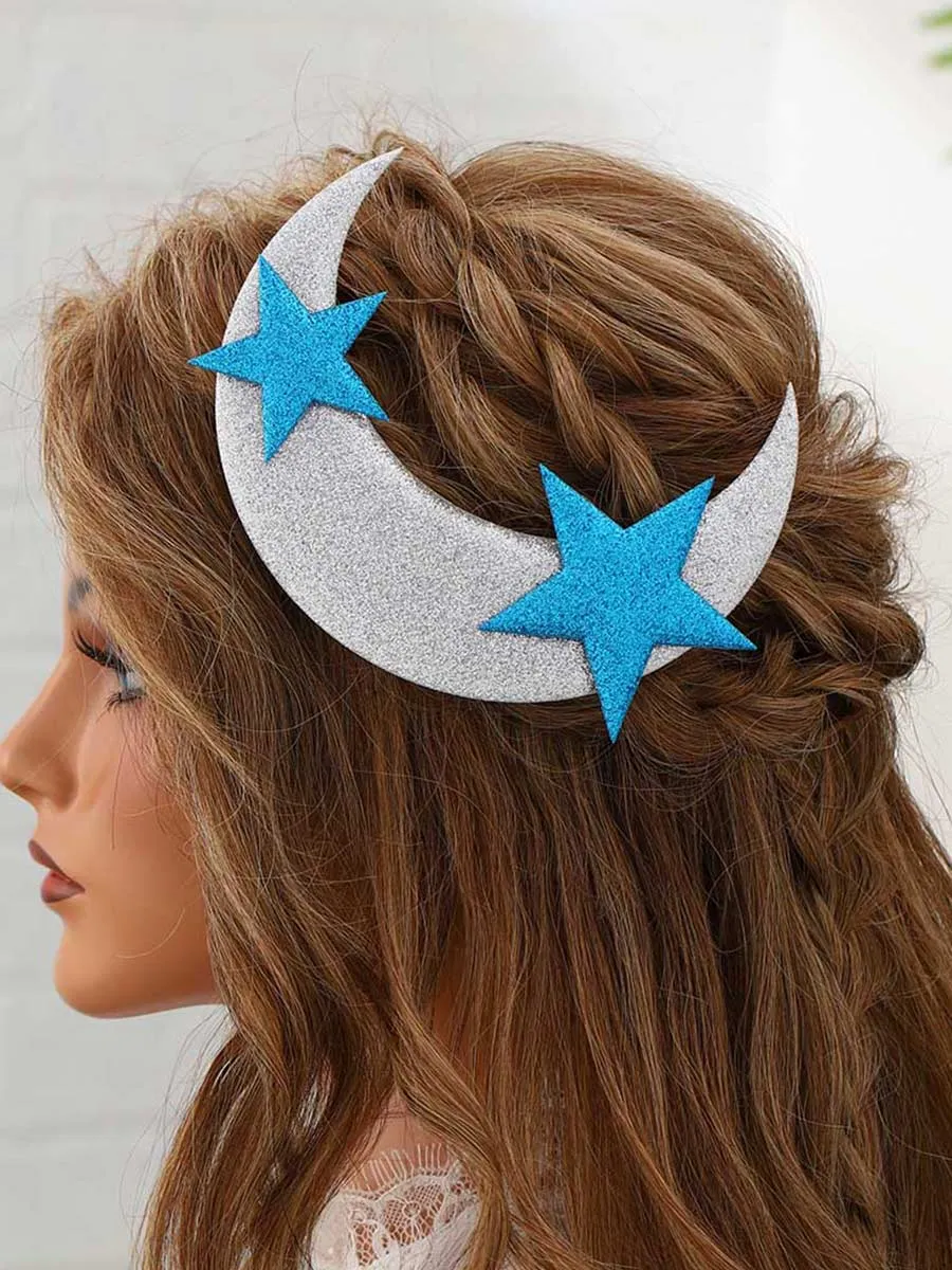 Star Hair Clip Sparkly Sliver Moon Hair Barrette Party Wedding Hair Accessories