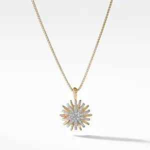 Starburst Pendant Necklace with Diamonds in Gold