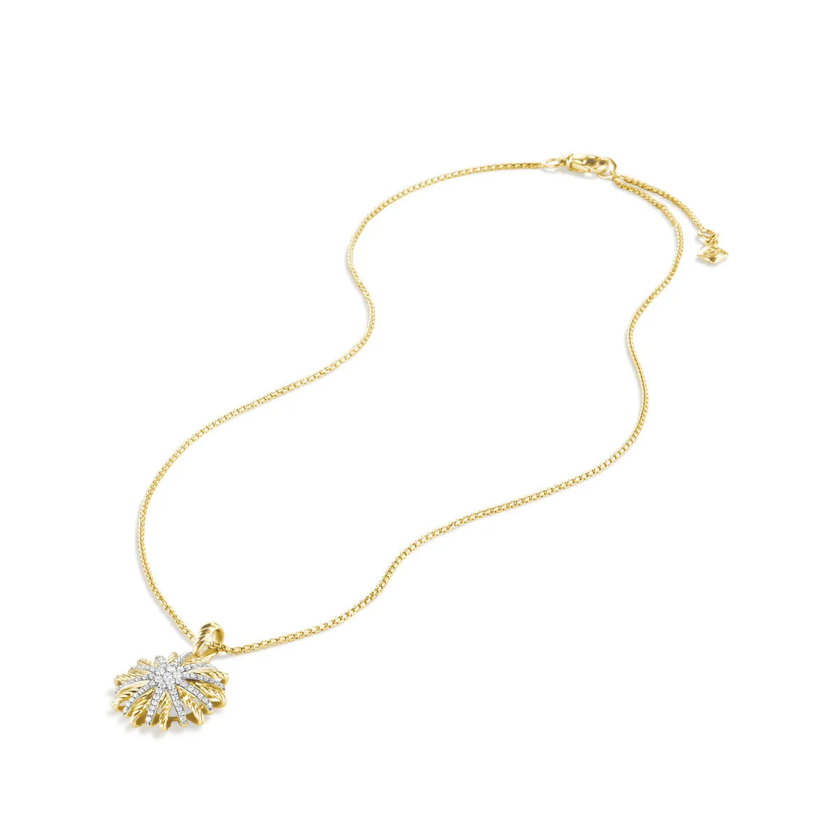 Starburst Pendant Necklace with Diamonds in Gold
