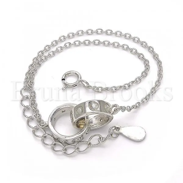 Sterling Silver 03.336.0022.07 Fancy Bracelet, with White Cubic Zirconia, Polished Finish, Rhodium Tone