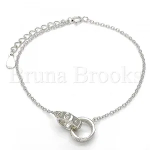 Sterling Silver 03.336.0022.07 Fancy Bracelet, with White Cubic Zirconia, Polished Finish, Rhodium Tone