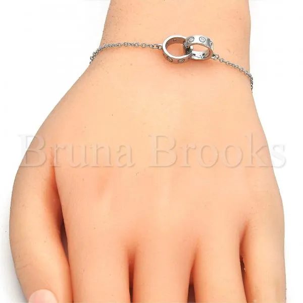 Sterling Silver 03.336.0022.07 Fancy Bracelet, with White Cubic Zirconia, Polished Finish, Rhodium Tone