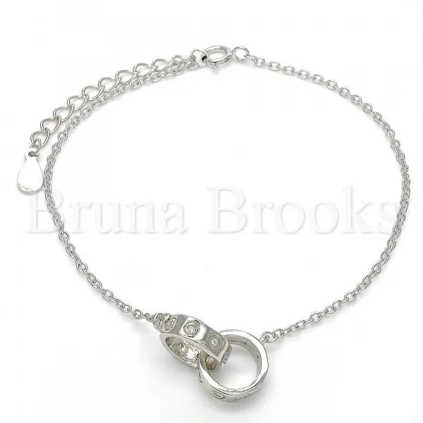 Sterling Silver 03.336.0022.07 Fancy Bracelet, with White Cubic Zirconia, Polished Finish, Rhodium Tone