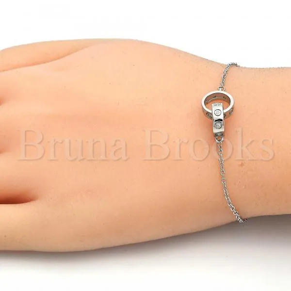 Sterling Silver 03.336.0022.07 Fancy Bracelet, with White Cubic Zirconia, Polished Finish, Rhodium Tone