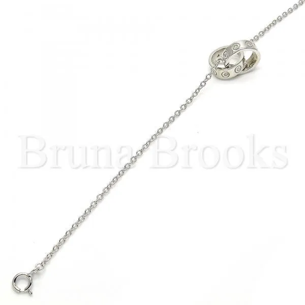 Sterling Silver 03.336.0022.07 Fancy Bracelet, with White Cubic Zirconia, Polished Finish, Rhodium Tone