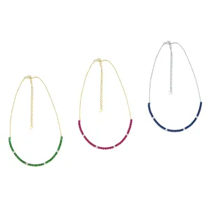 Sterling Silver Colorful 39 Stone Tennis Necklace
