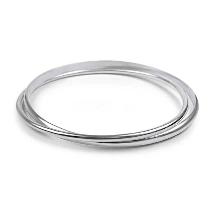 Sterling Silver Two Row Rolling Bangle Bracelet