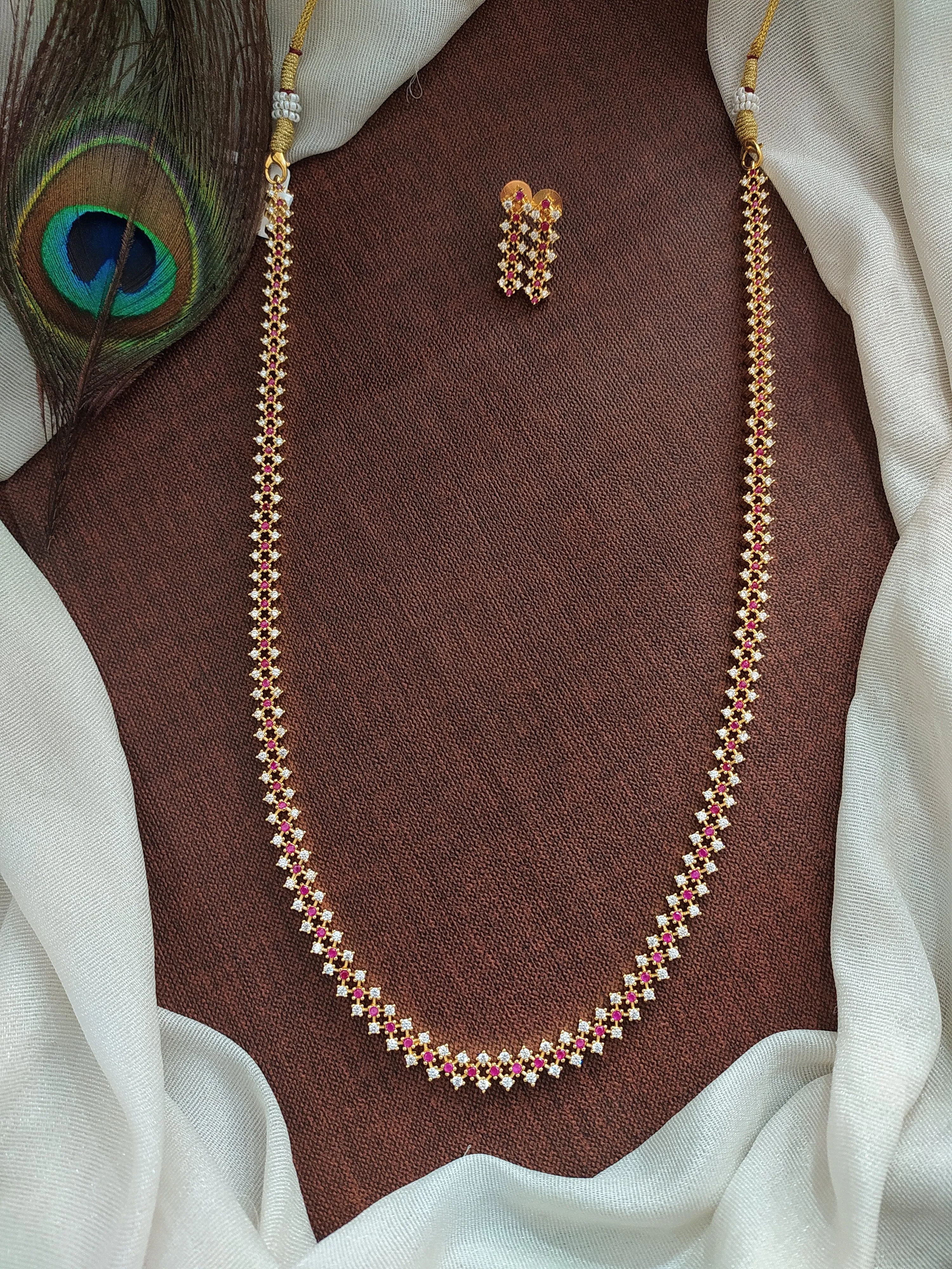 Stunning Gold Plated Zircon Long Haram Set