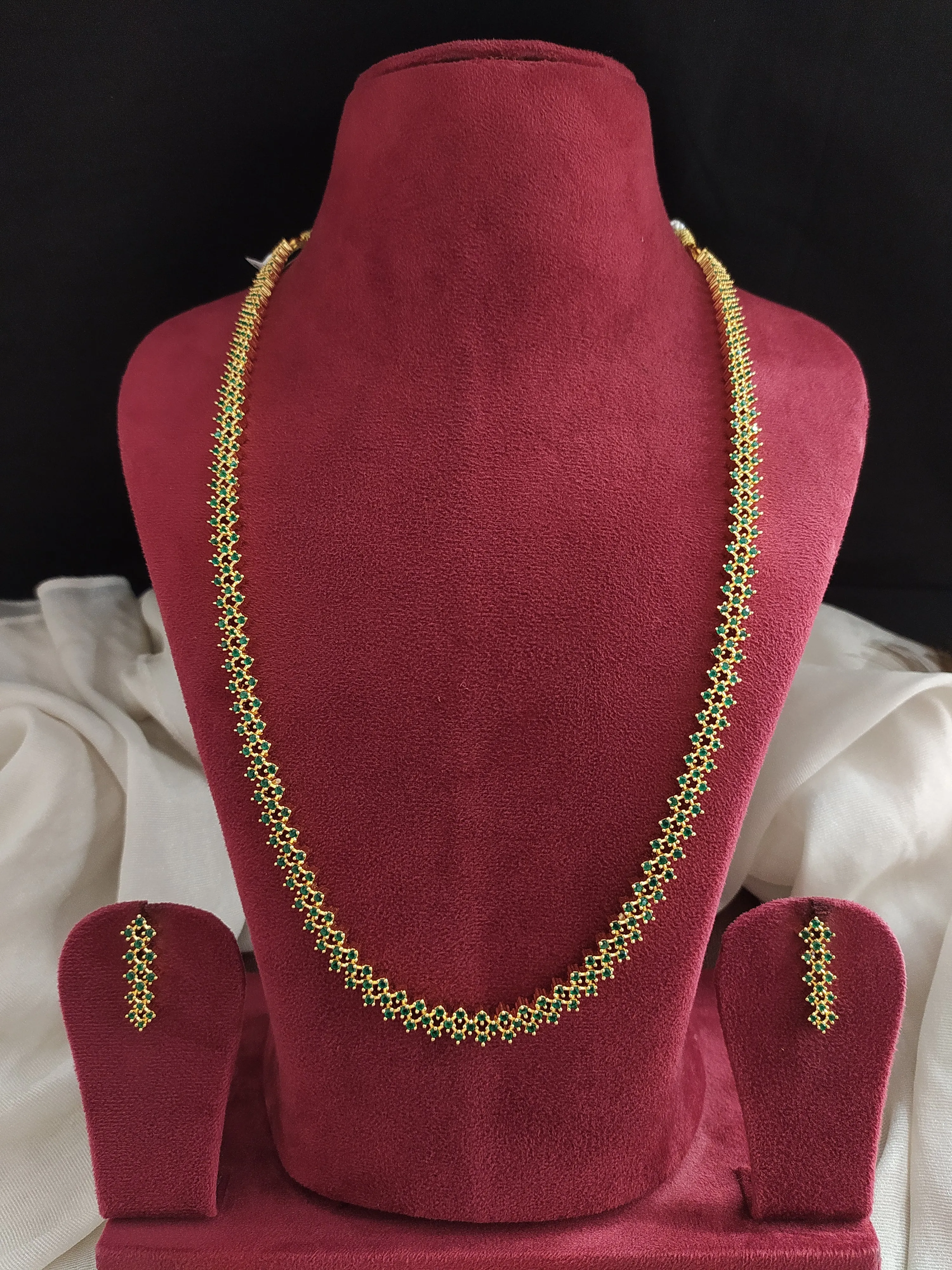 Stunning Gold Plated Zircon Long Haram Set