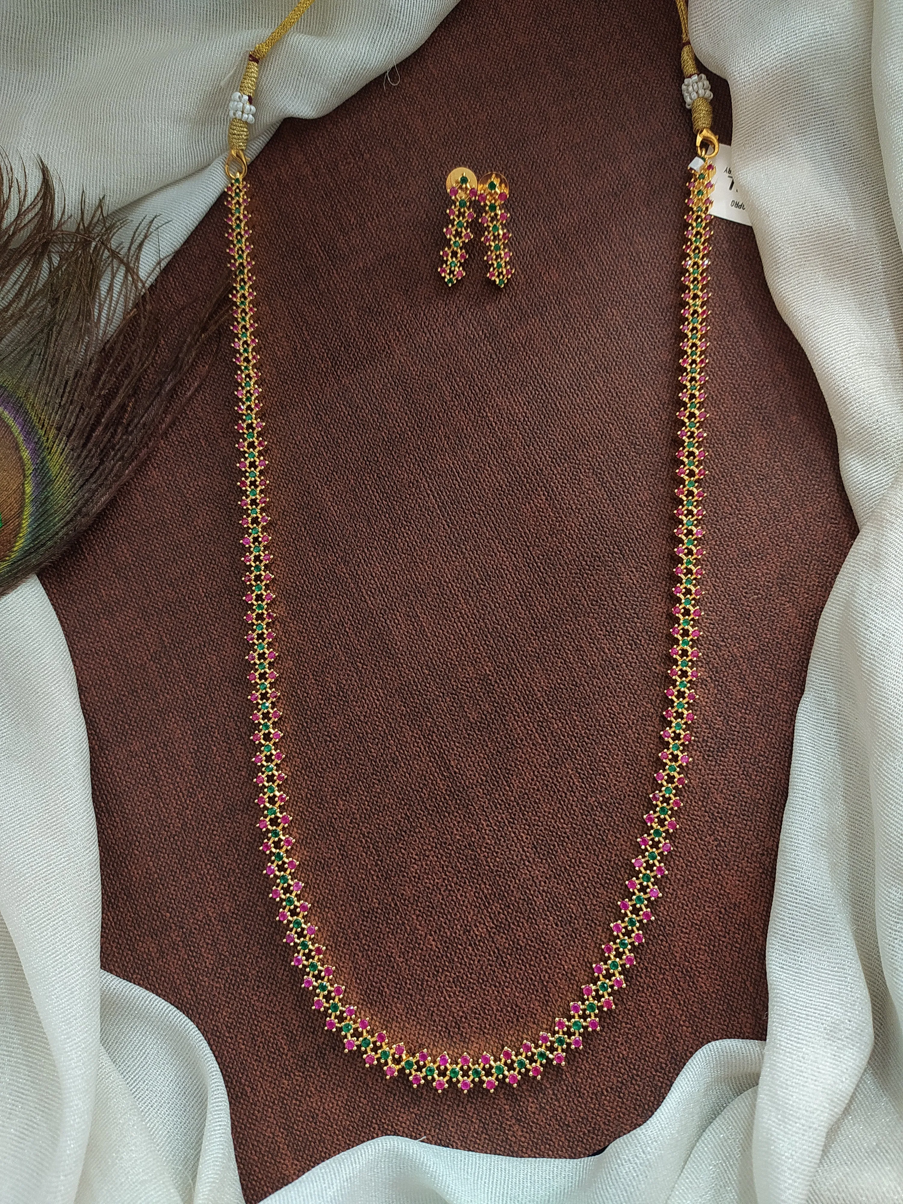 Stunning Gold Plated Zircon Long Haram Set