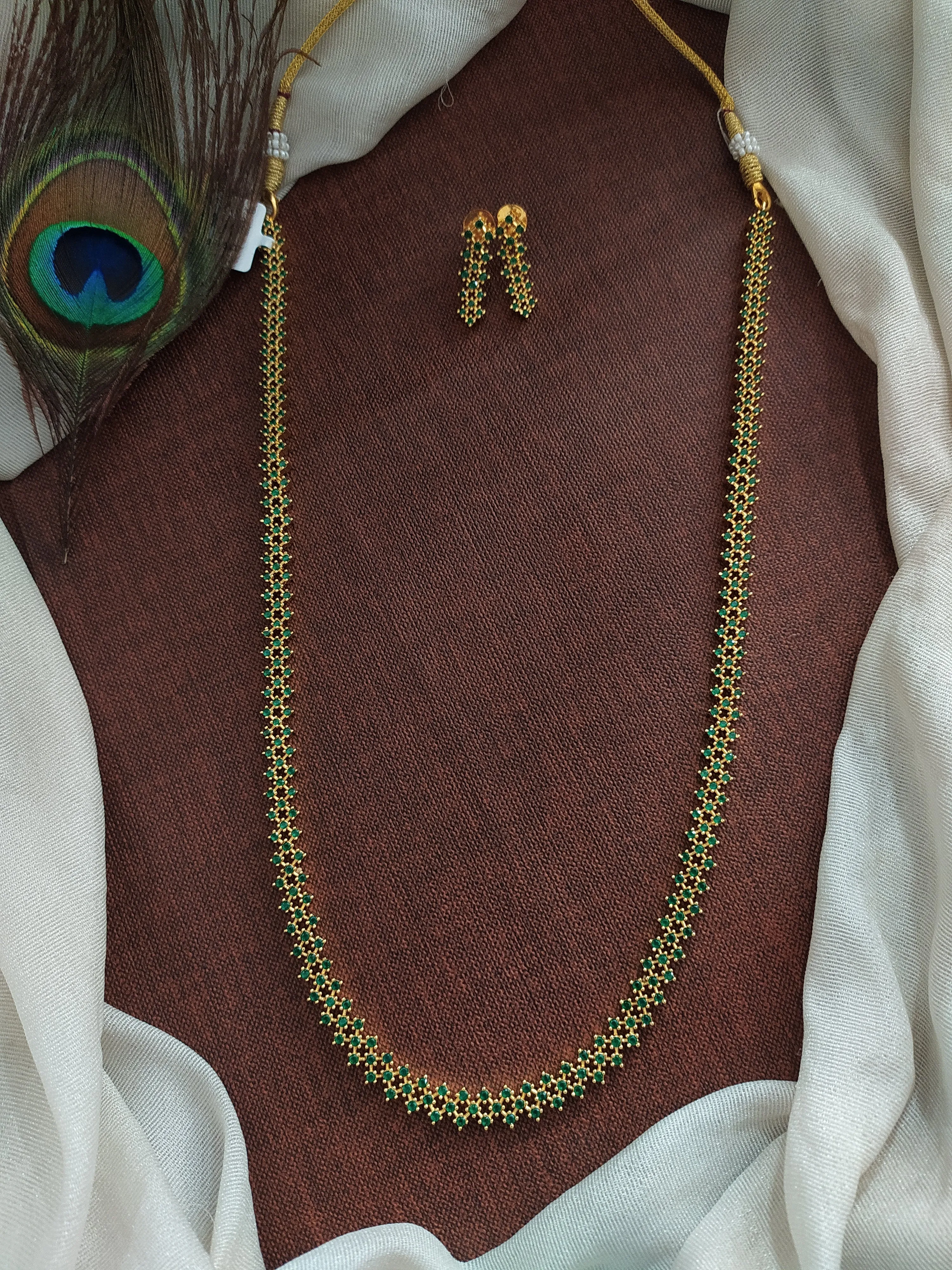Stunning Gold Plated Zircon Long Haram Set