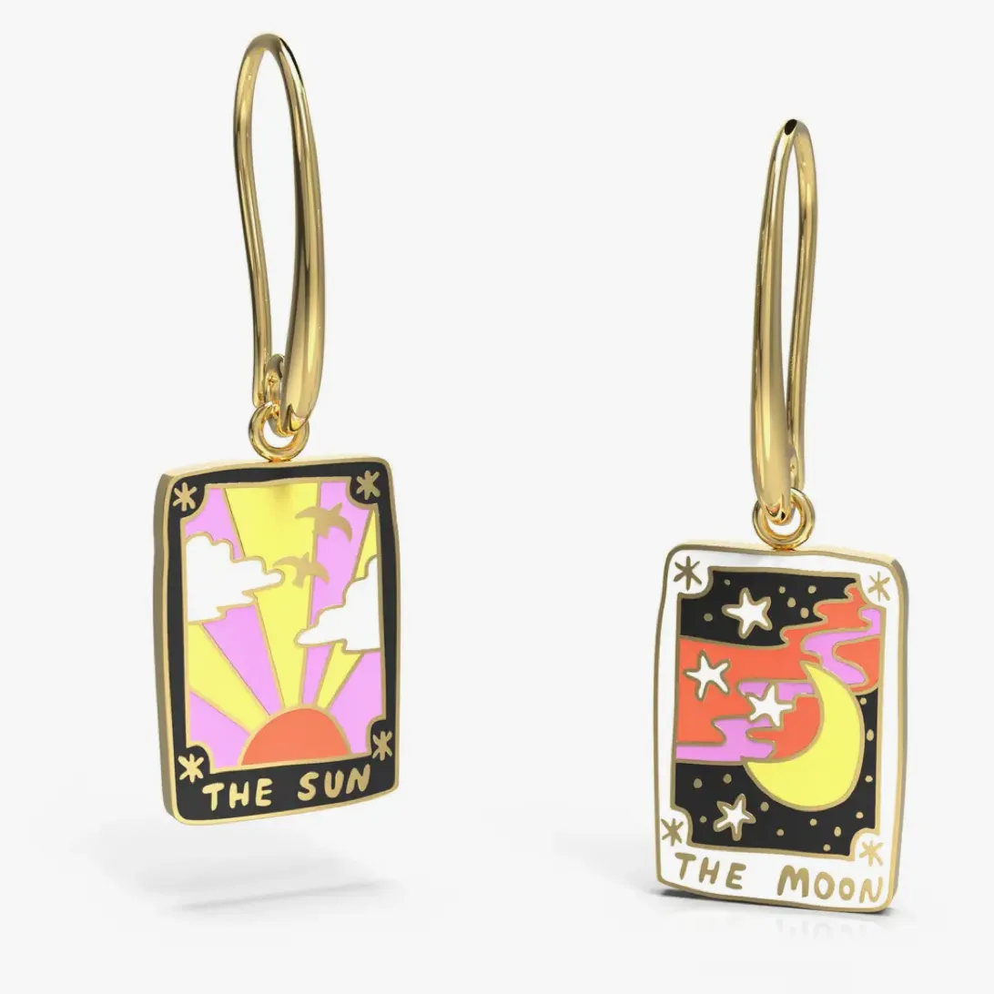 Sun   Moon Tarot Dangle Earrings
