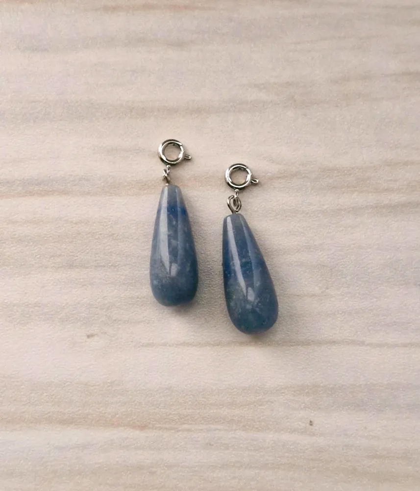 Teardrop Gemstone Briolette Cabochon Silver Detachable Dangles
