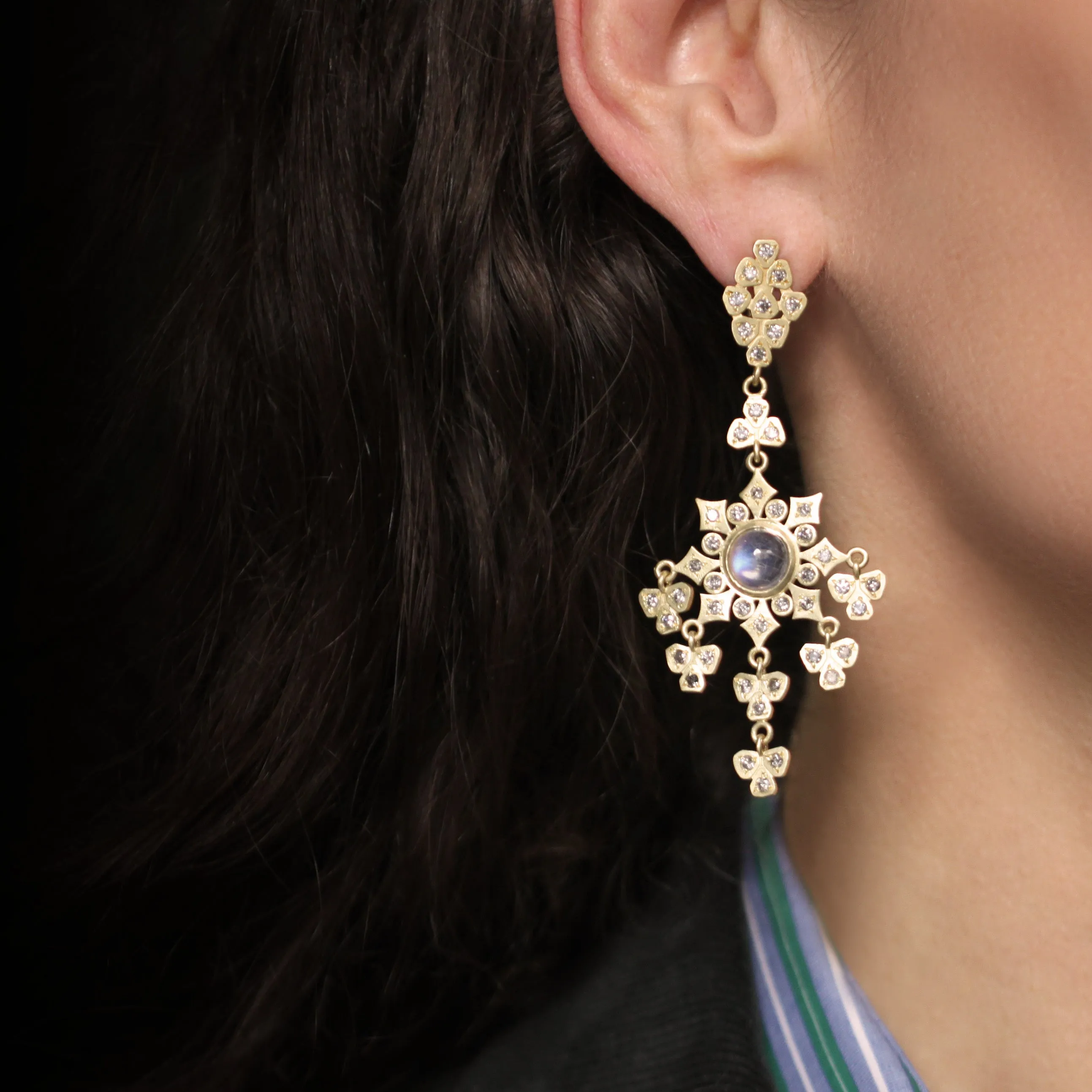 The Moonstone   Grey Diamond Spanish Armada Earrings