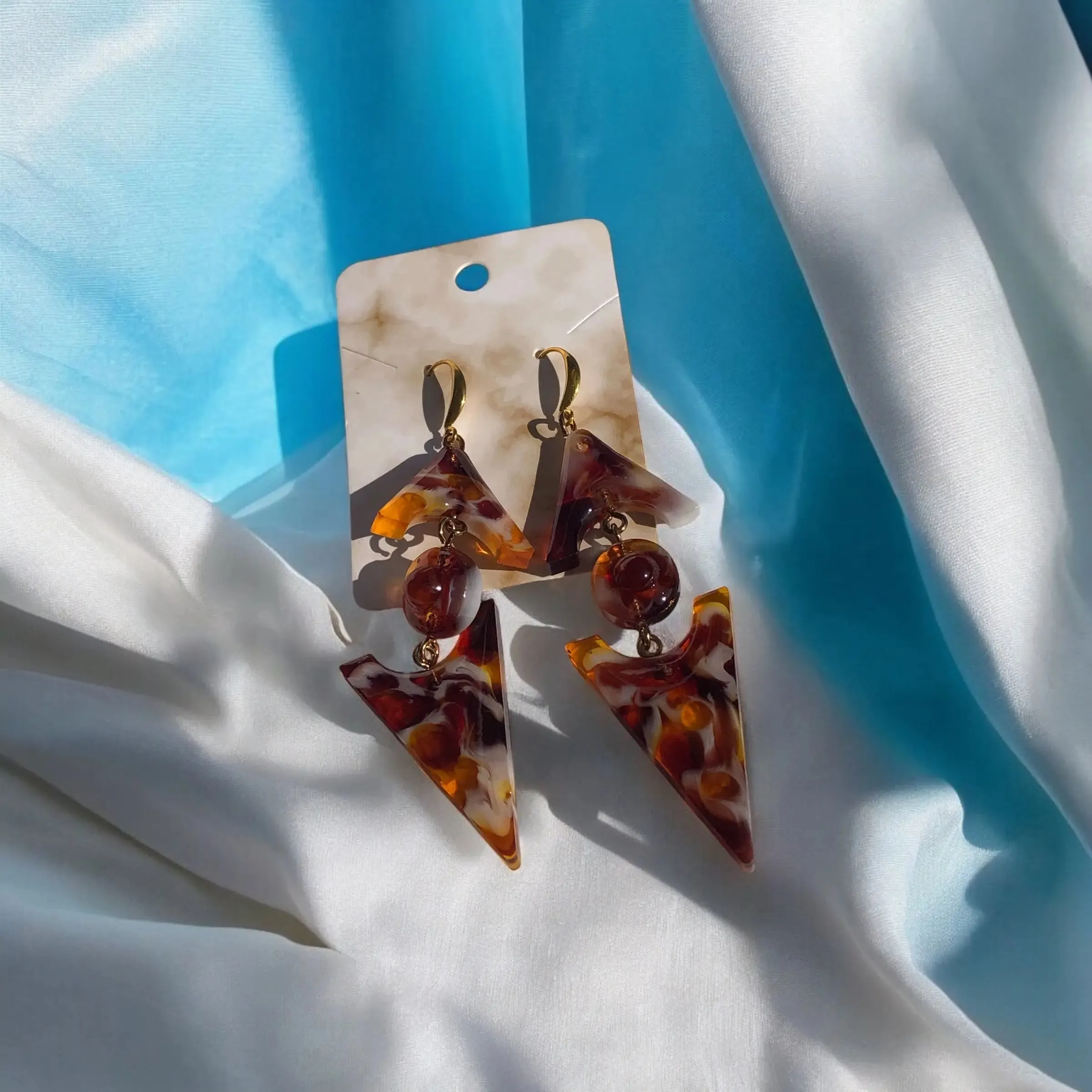 Tortoise Bliss Triangle Earrings